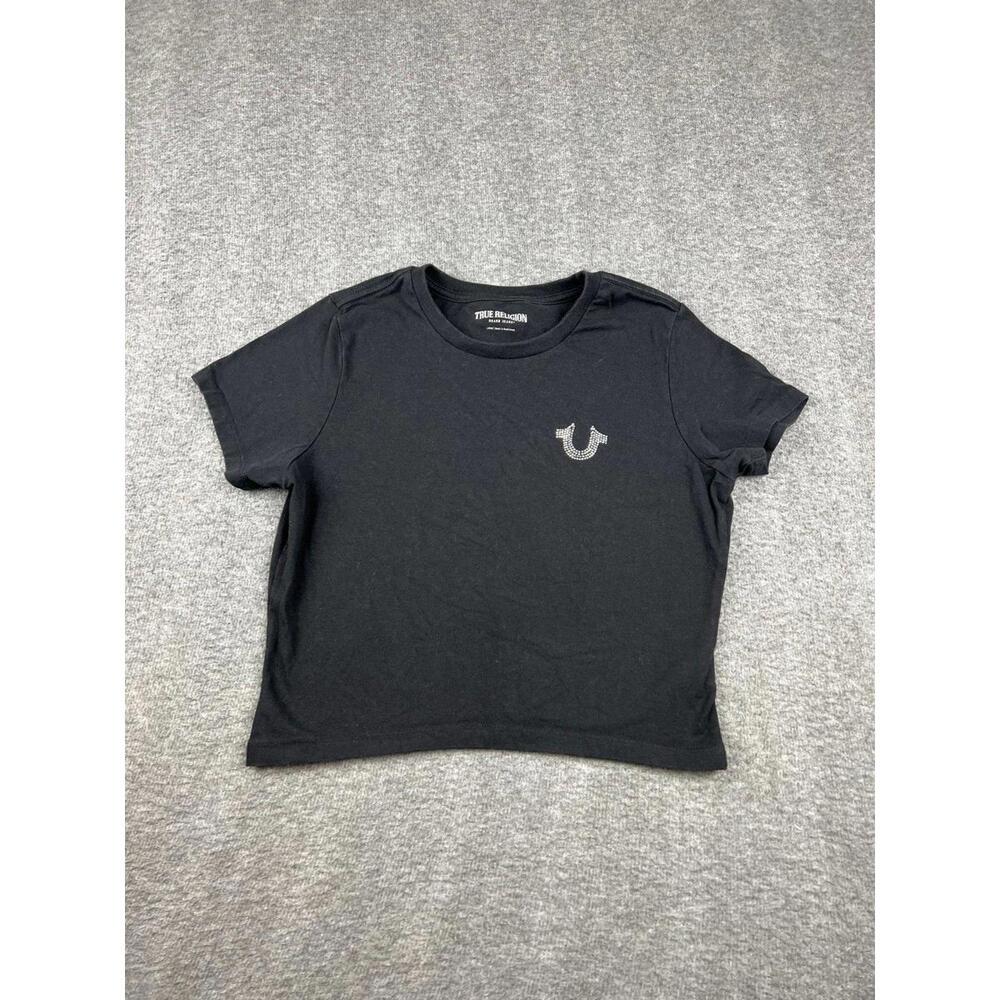 True Religion Womens Black Graphic T-Shirt Size Large
